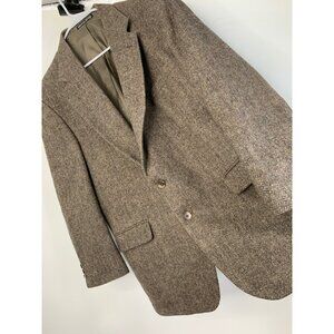 Towncraft Mens Herringbone Blazer 46R Brown 100% Wool Classic Fit 7866 Sportcoat
